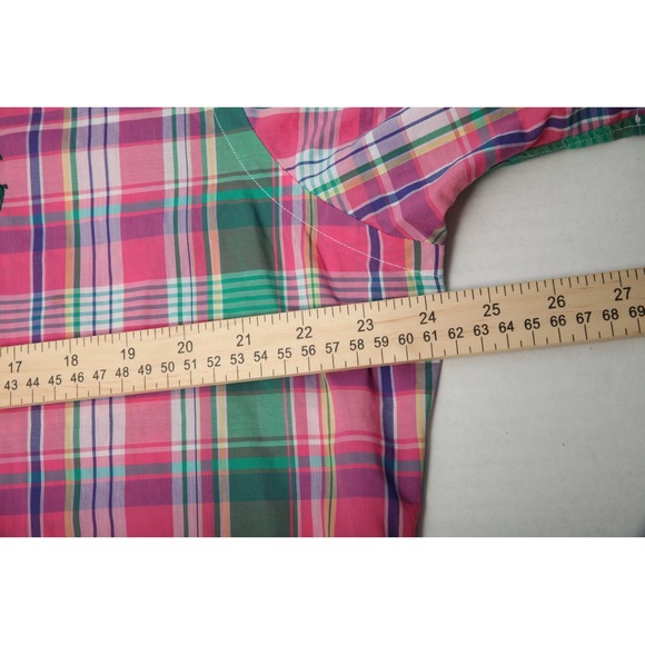Ralph Lauren Pink and Green Plaid Casual Button Down Shirt - Picture 8 of 11